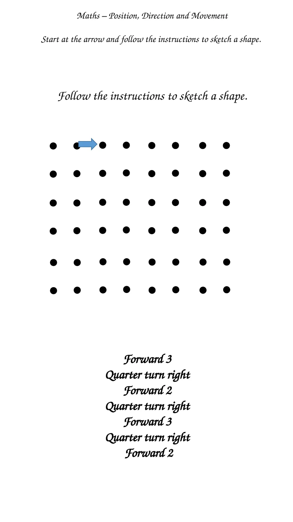 Maths – Position, Direction and Movement Say the - slide 8 of 9