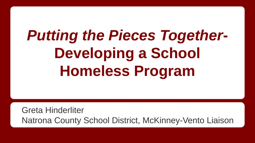 Putting the Pieces Together- Developing a School - slide 1 of 24