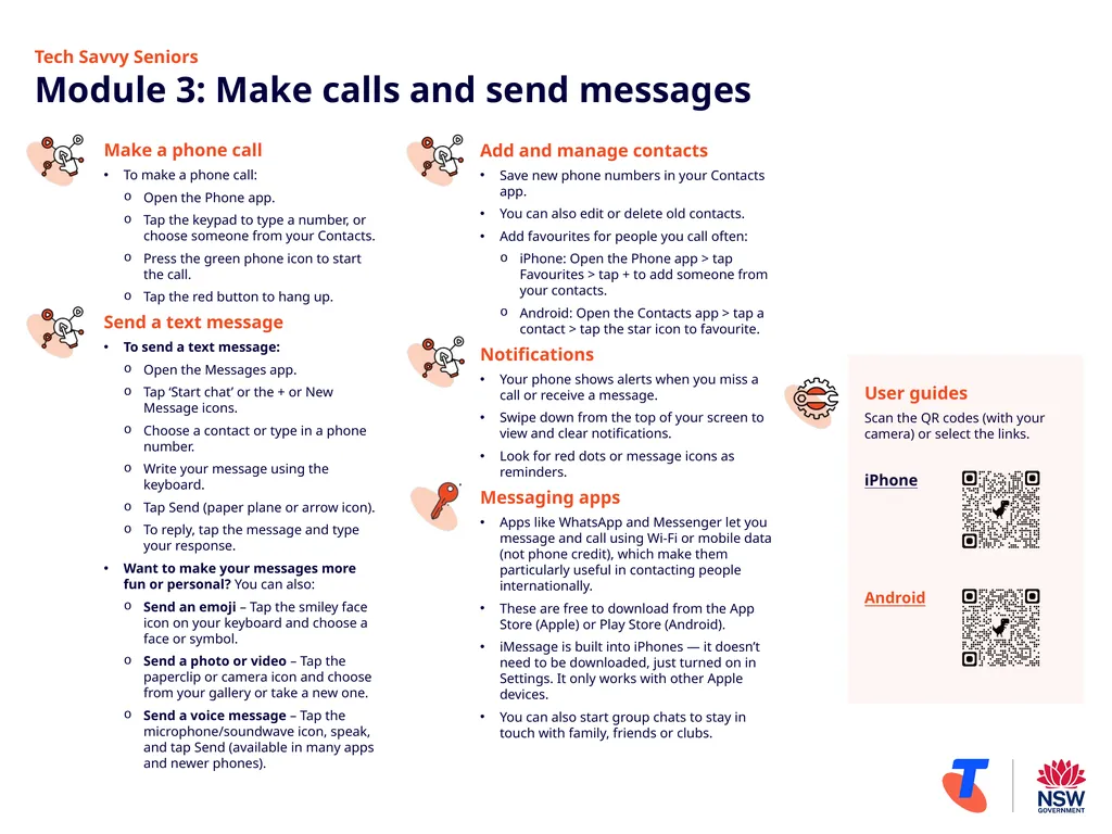 Tech Savvy Seniors Module 3: Make calls and send - slide 2 of 2