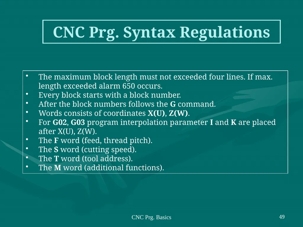 3.CNC PART PROGRAMMING Co:-Develop part program - slide 49 of 61