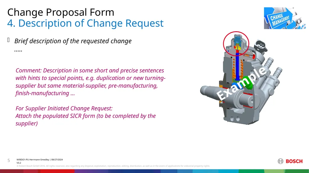 Change Proposal form (CPF) Change Proposal Form 1. - slide 5 of 12