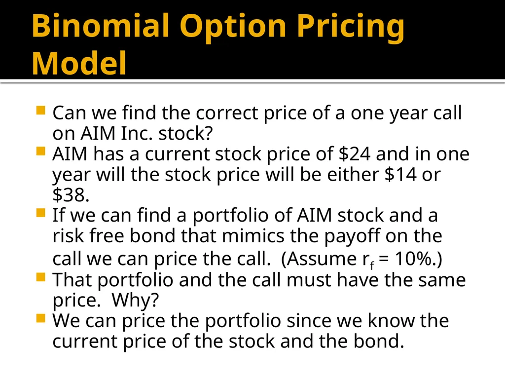 Financial Options Option Basics Financial Option A - slide 42 of 46
