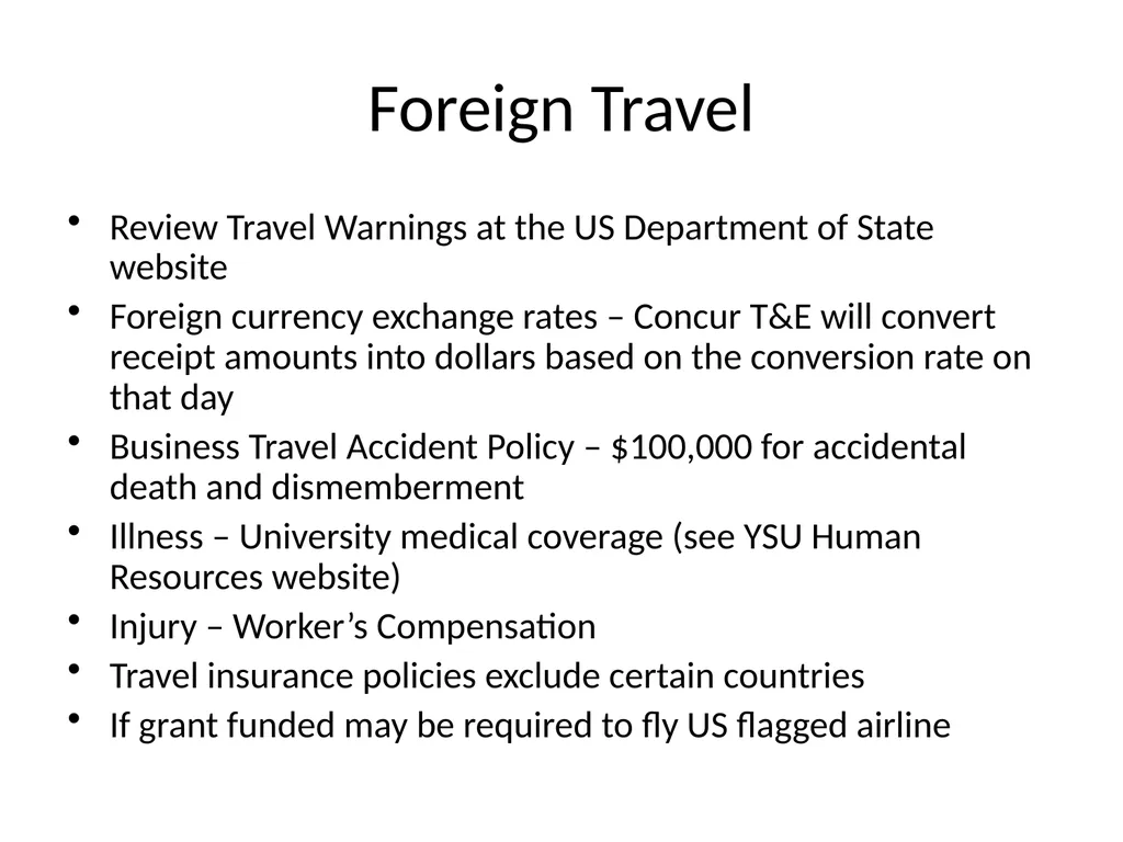 TRAINING YSU TRAVEL GUIDE UPDATES & CHANGES 2014 - slide 13 of 17