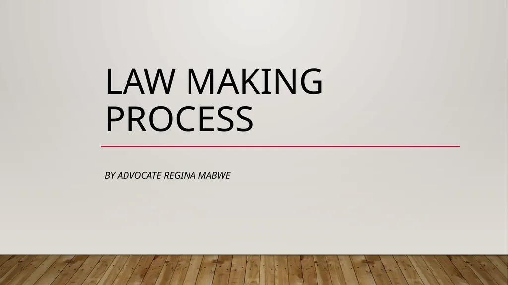 Law making process by advocate regina Mabwe Arms - slide 1 of 13