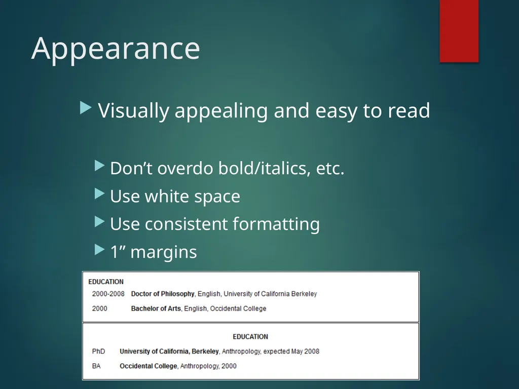 Making an Effective Curriculum Vitae Gail P. - slide 12 of 15
