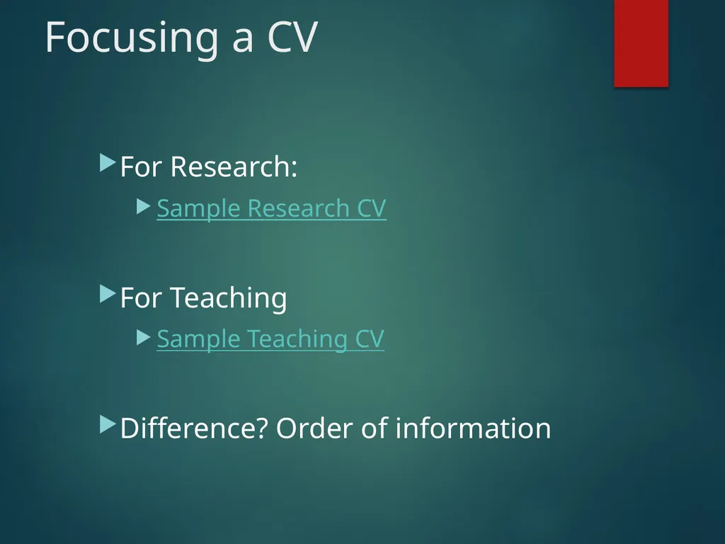 Making an Effective Curriculum Vitae Gail P. - slide 10 of 15