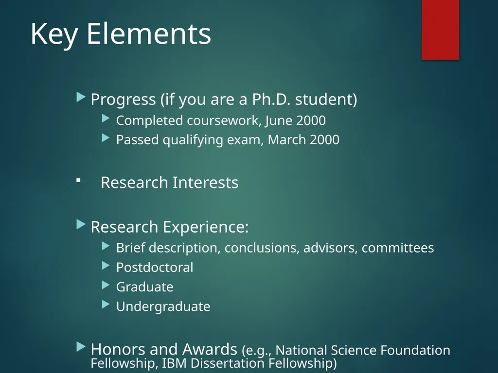 Making an Effective Curriculum Vitae Gail P. - slide 6 of 15
