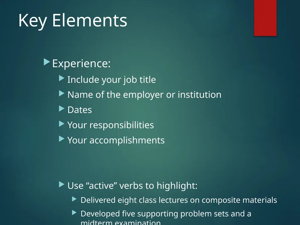 Making an Effective Curriculum Vitae Gail P. - slide 7 of 15