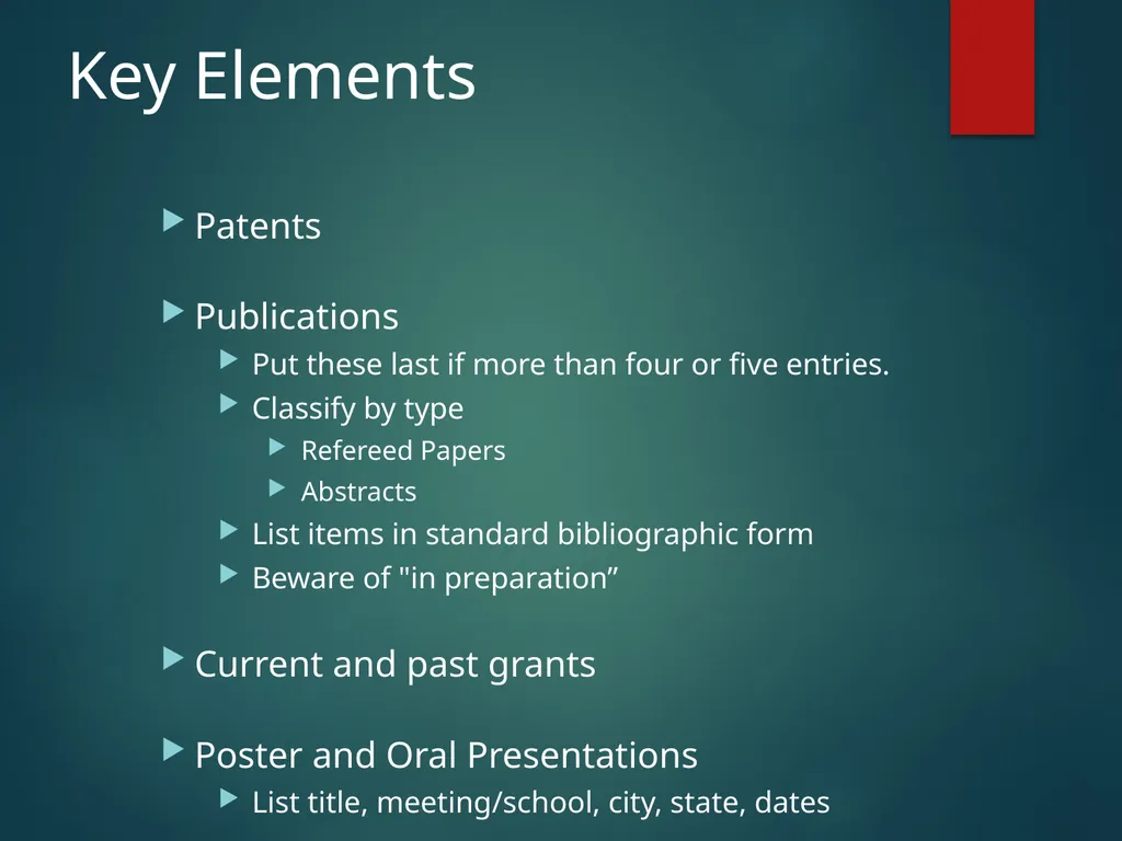 Making an Effective Curriculum Vitae Gail P. - slide 8 of 15