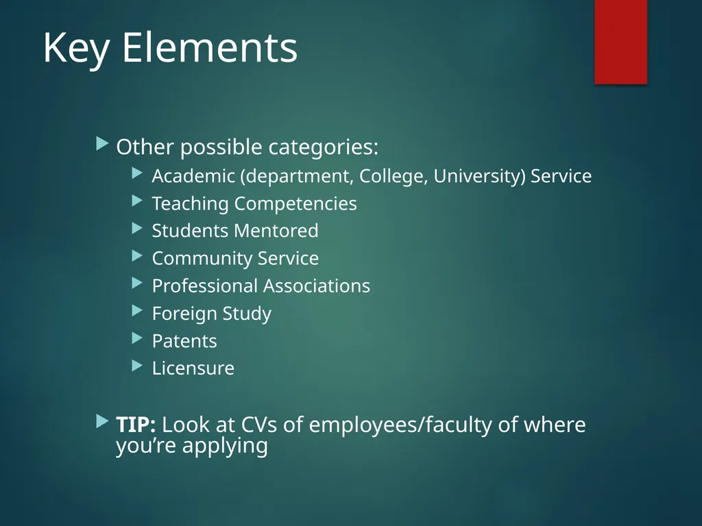 Making an Effective Curriculum Vitae Gail P. - slide 9 of 15