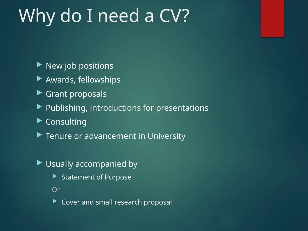 Making an Effective Curriculum Vitae Gail P. - slide 3 of 15