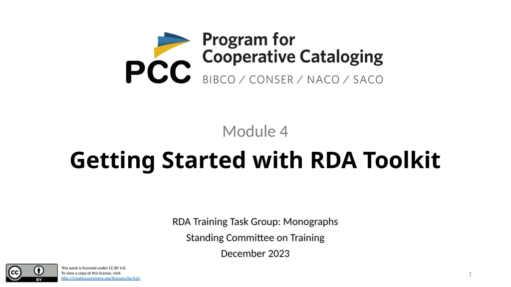 Getting Started with RDA Toolkit Module 4 1 Access - slide 1 of 18