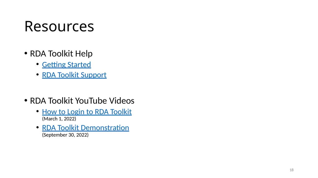 Getting Started with RDA Toolkit Module 4 1 Access - slide 18 of 18