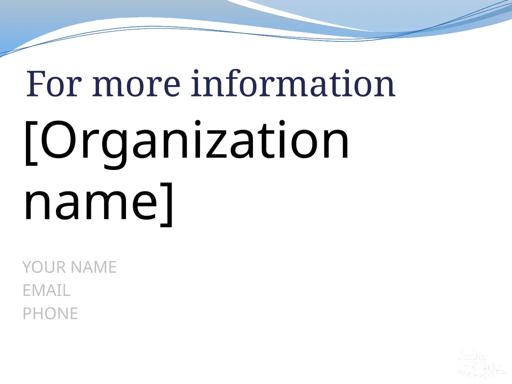[organization name] A Presentation About Five - slide 18 of 18