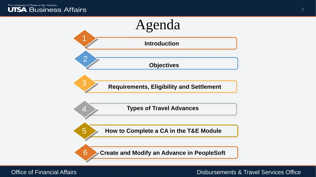Travel Advance Process (PS 0309) Disbursements & - slide 2 of 63