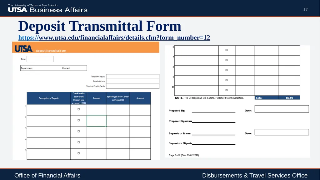 Travel Advance Process (PS 0309) Disbursements & - slide 17 of 63