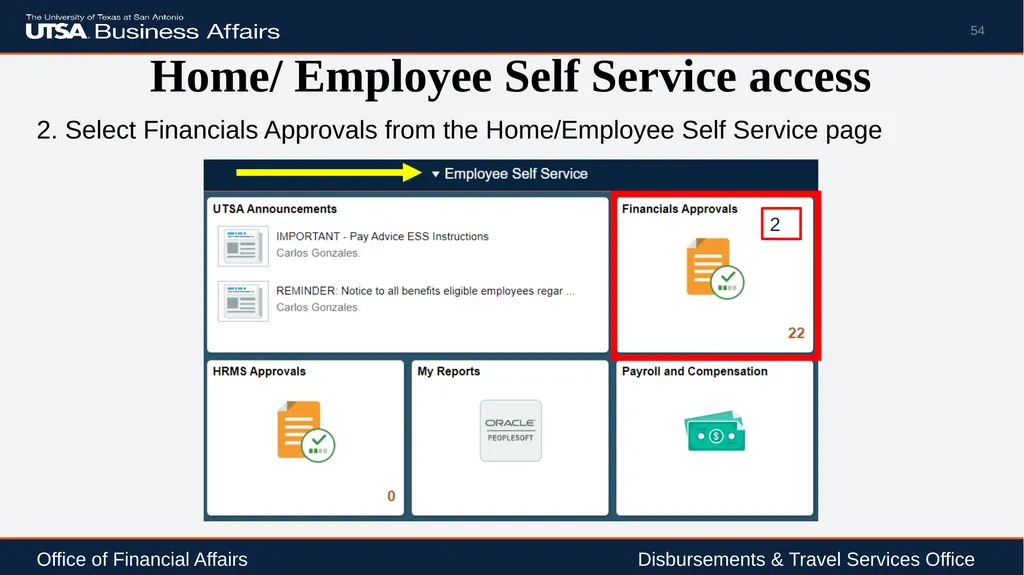 Travel Advance Process (PS 0309) Disbursements & - slide 54 of 63