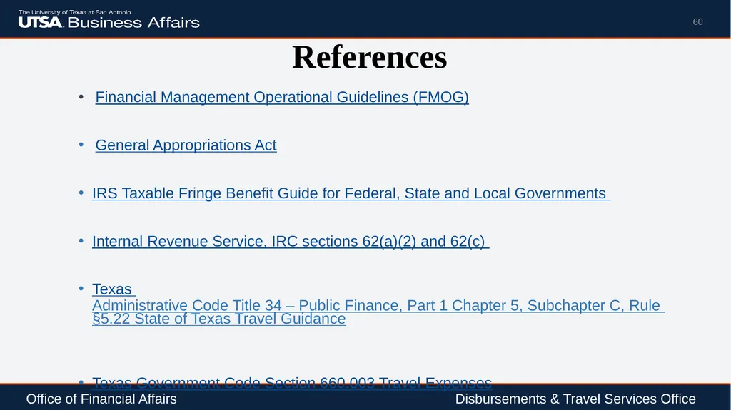 Travel Advance Process (PS 0309) Disbursements & - slide 60 of 63