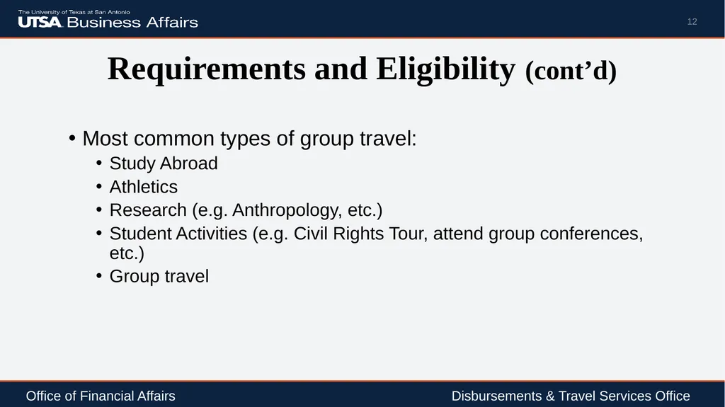 Travel Advance Process (PS 0309) Disbursements & - slide 12 of 63