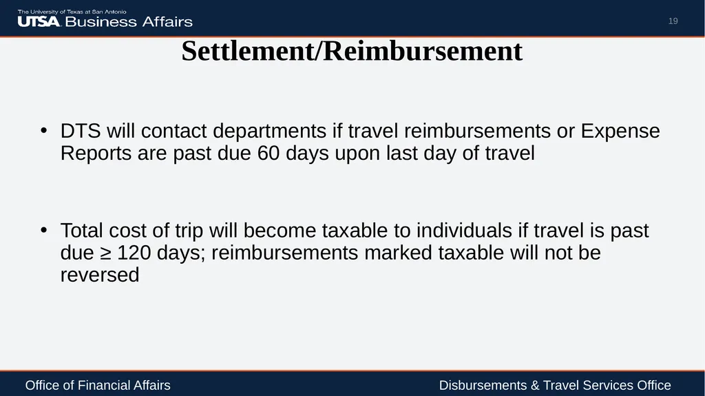 Travel Advance Process (PS 0309) Disbursements & - slide 19 of 63