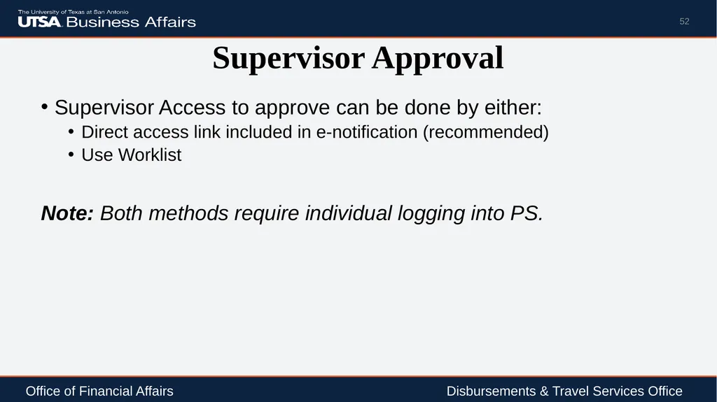 Travel Advance Process (PS 0309) Disbursements & - slide 52 of 63