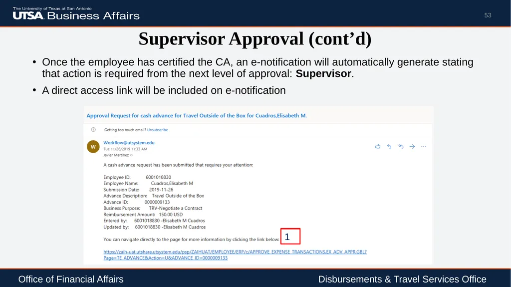 Travel Advance Process (PS 0309) Disbursements & - slide 53 of 63