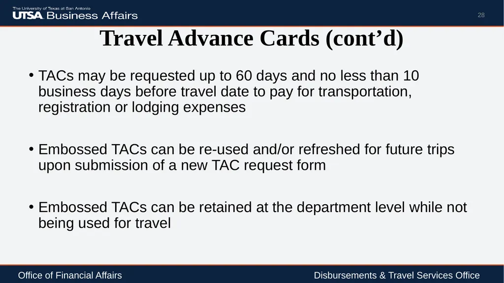 Travel Advance Process (PS 0309) Disbursements & - slide 28 of 63