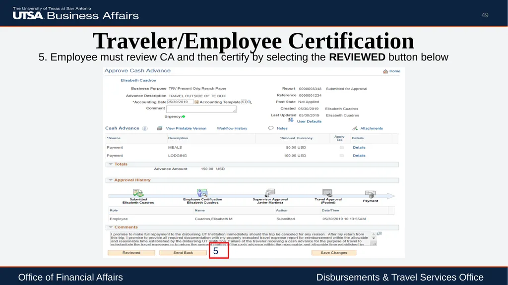 Travel Advance Process (PS 0309) Disbursements & - slide 49 of 63