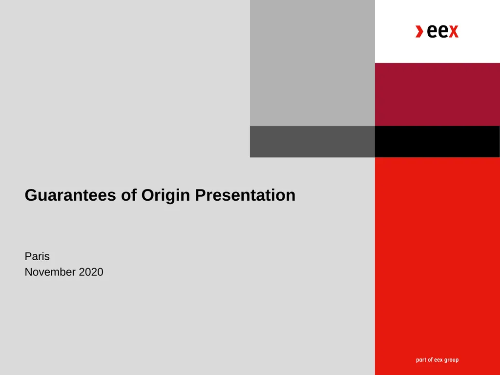 Guarantees of Origin Presentation Paris November - slide 1 of 17