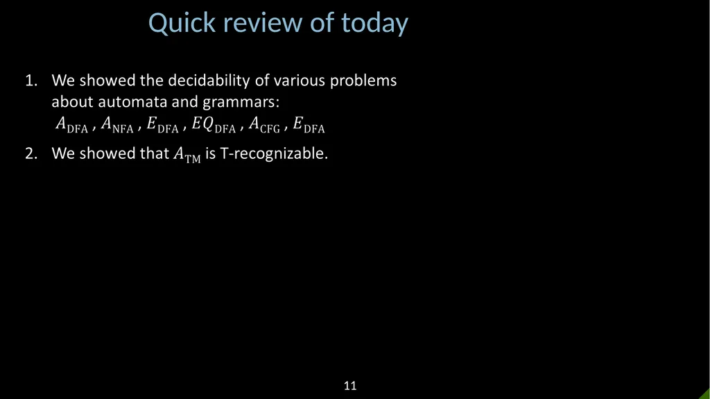 18.404/6.840 Lecture 7 Last time: - Equivalence of - slide 11 of 12