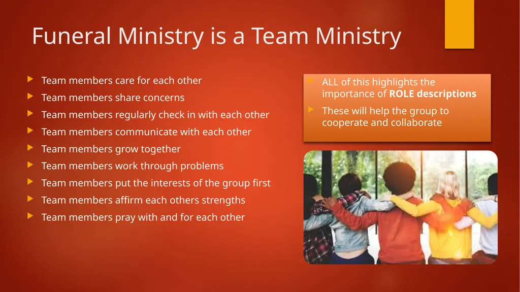 Session Two: Forming a Funeral Ministry team - slide 5 of 7