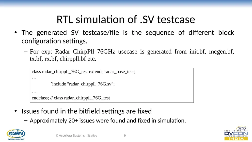 Automotive RADAR Bitfields Verification to Support - slide 9 of 11