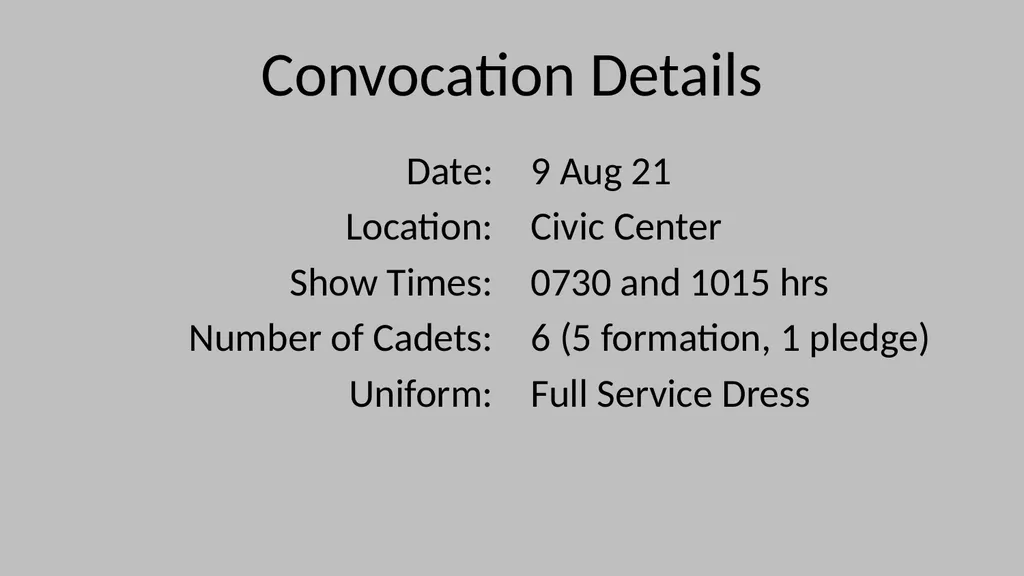 Color Guard Convocation Practice Convocation - slide 2 of 32