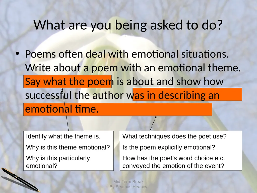 Mid Term Break Seamus Heaney Mid-Term Break By - slide 9 of 10