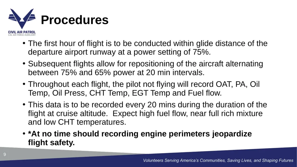 Engine Break-In Guidance and Procedures 1 The - slide 9 of 13