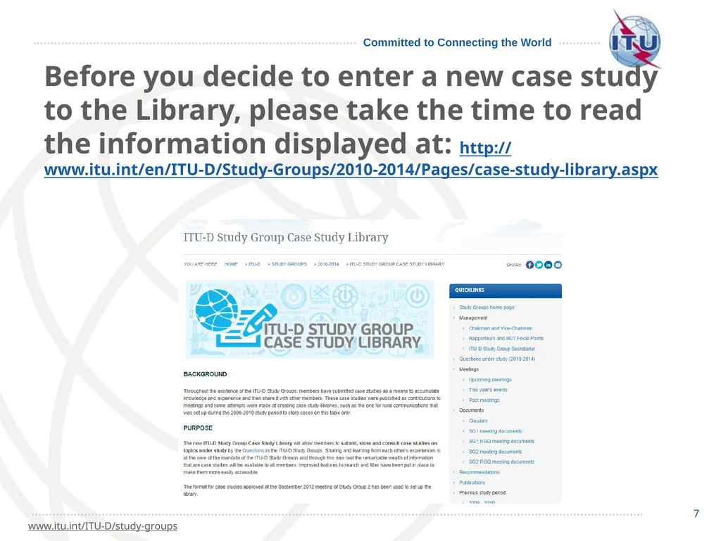 1 How to go about it… 2 The ITU-D Study - slide 7 of 19