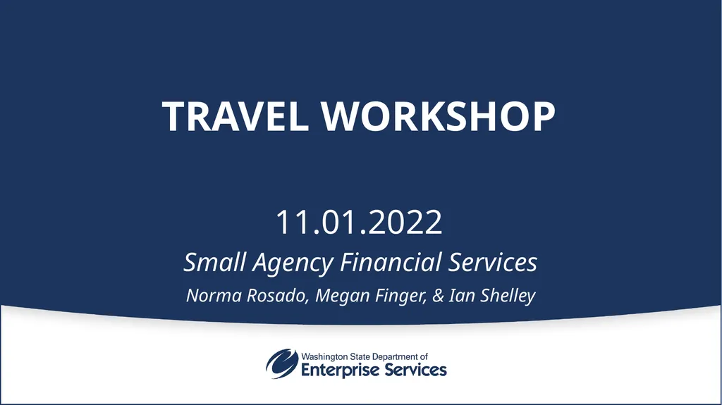 Travel workshop 11.01.2022 Small Agency Financial