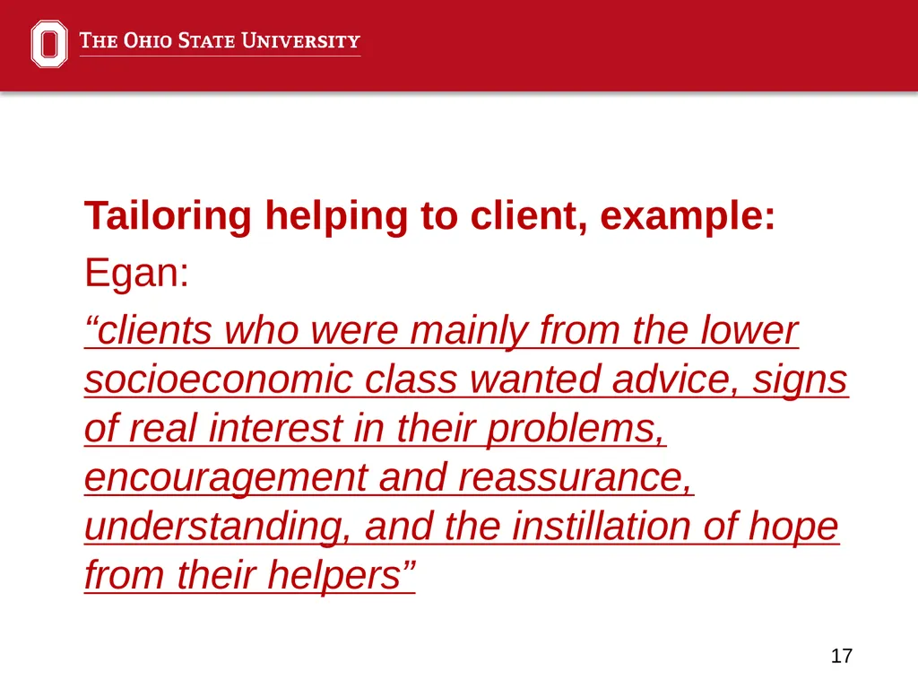 Anti-Poverty Technology: Egan, The Skilled Helper - slide 17 of 28