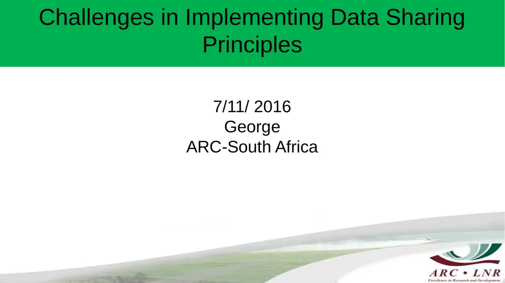 Challenges in Implementing Data Sharing Principles - slide 1 of 17