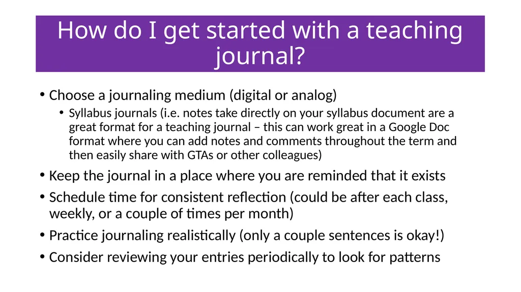 Keeping a Teaching Journal Dr. Katie Linder - slide 6 of 12