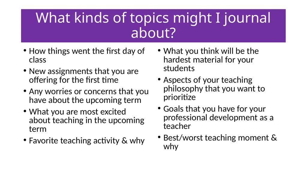 Keeping a Teaching Journal Dr. Katie Linder - slide 7 of 12