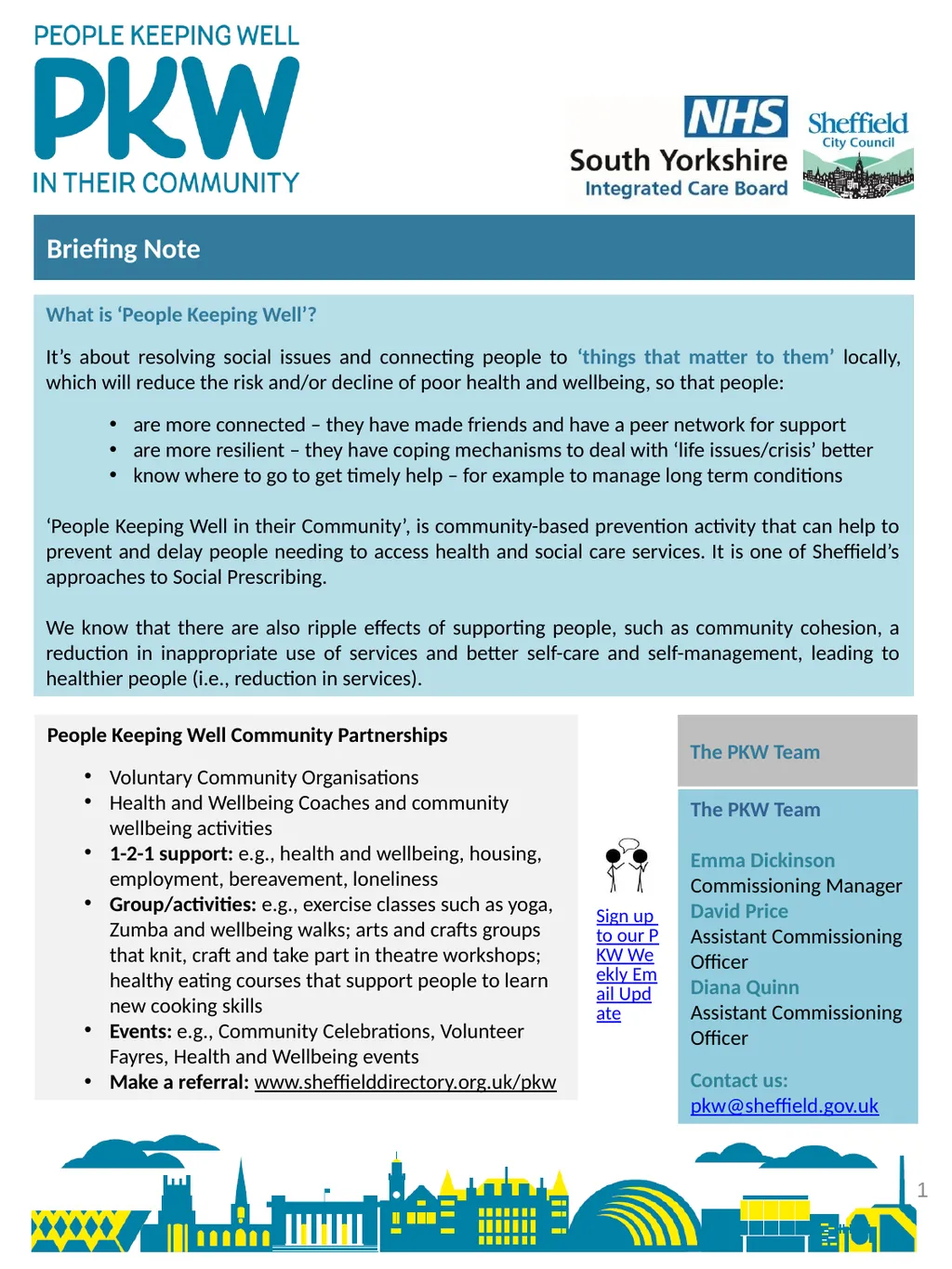 Briefing Note What is ‘People Keeping Well’? It’s - slide 1 of 5