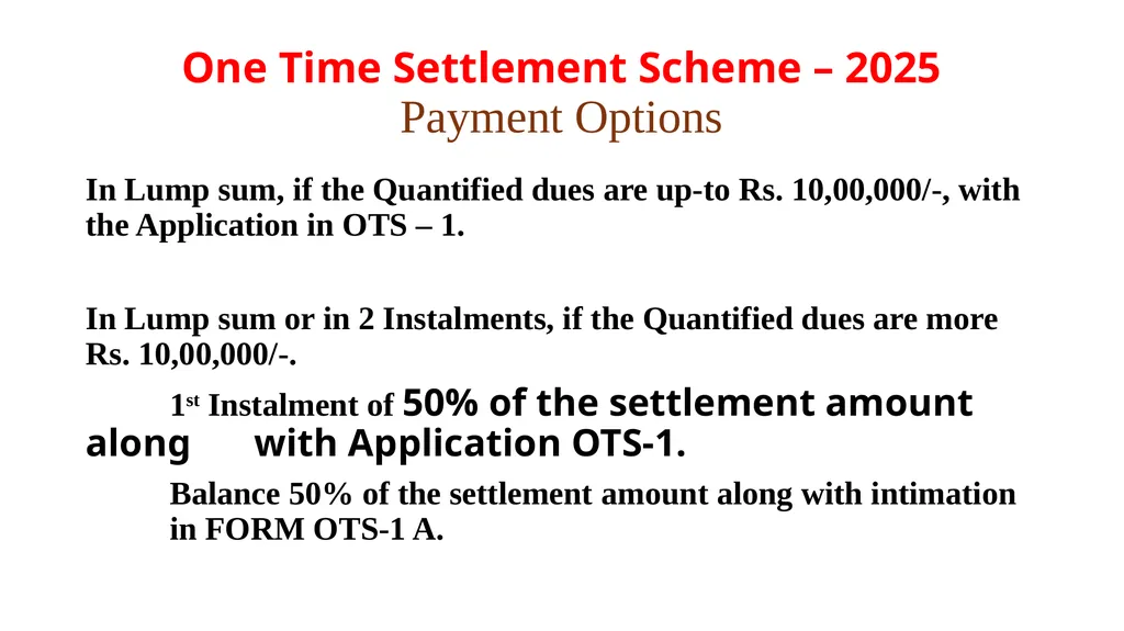 Haryana One Time Settlement Scheme – 2025 for - slide 13 of 23