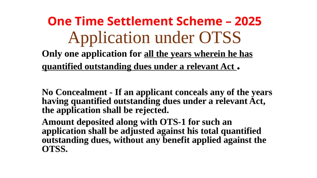 Haryana One Time Settlement Scheme – 2025 for - slide 7 of 23
