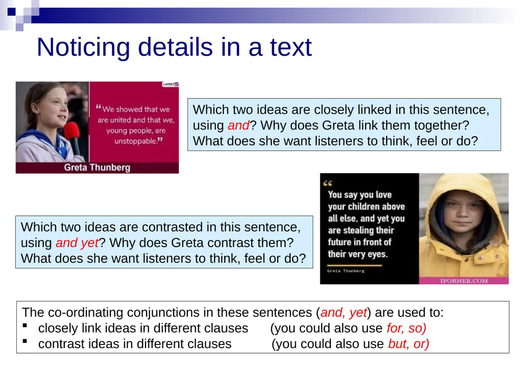 Linking and contrasting statements in a speech - slide 5 of 7