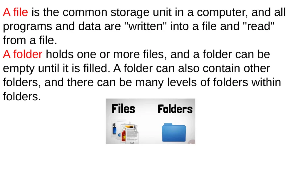 Computer Applications Lab A folder is a storage - slide 3 of 11