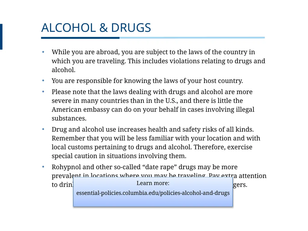 UNDERGRADUATE TRAVEL POLICY Pre-Departure - slide 38 of 46