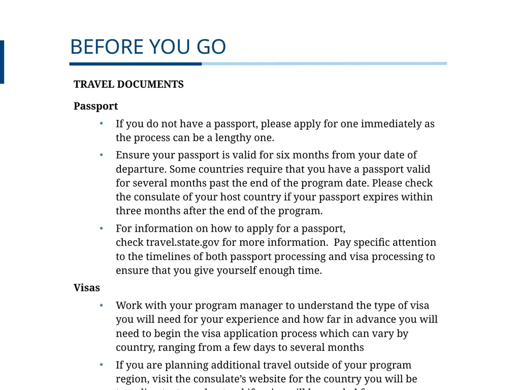 UNDERGRADUATE TRAVEL POLICY Pre-Departure - slide 22 of 46