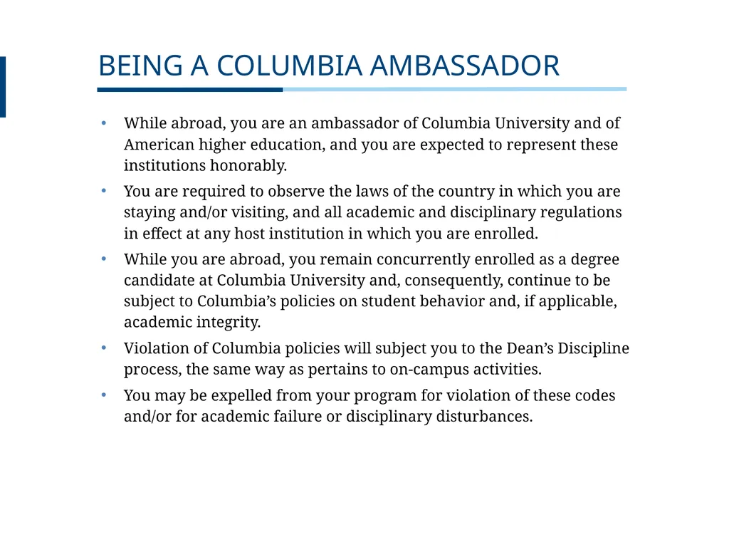 UNDERGRADUATE TRAVEL POLICY Pre-Departure - slide 36 of 46