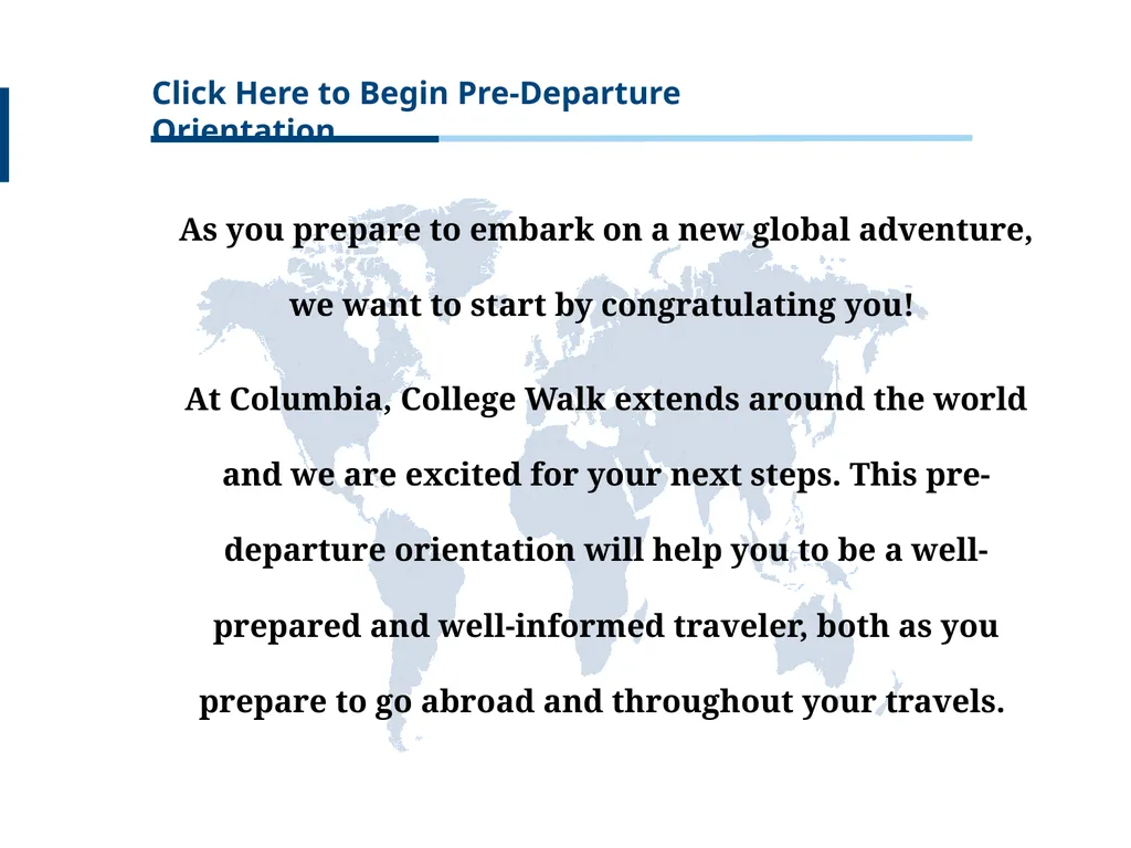 UNDERGRADUATE TRAVEL POLICY Pre-Departure - slide 2 of 46